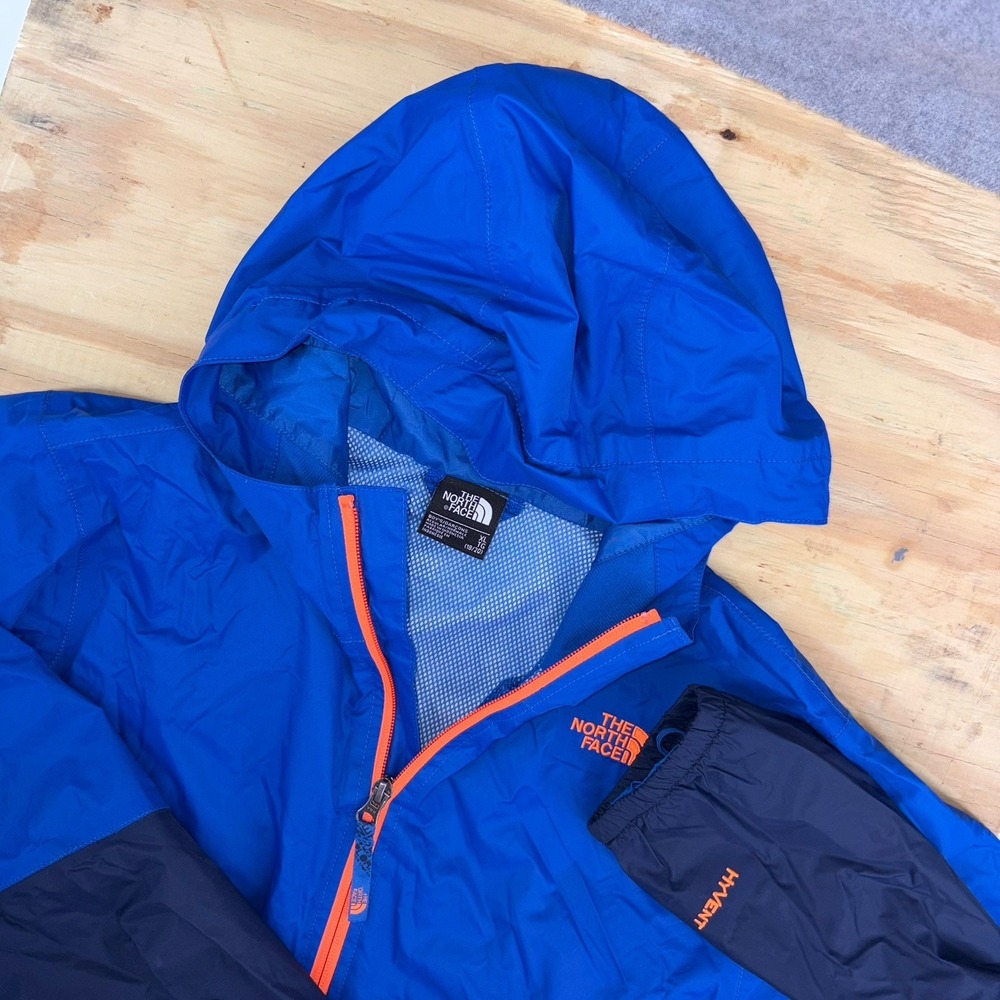 The North Face Rain Jacket Boys XL 18/20 Blue HyVent Hooded Windbreaker Coat